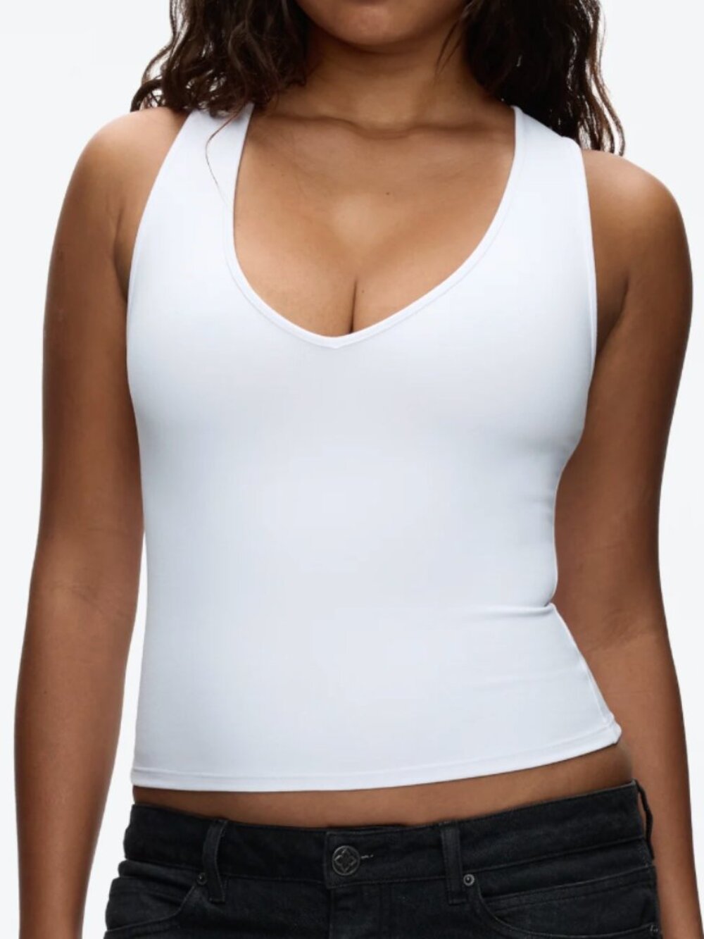 Tank Air Peek Tank Milk White XS Compression Going Out Top Tank V Neck FLAW